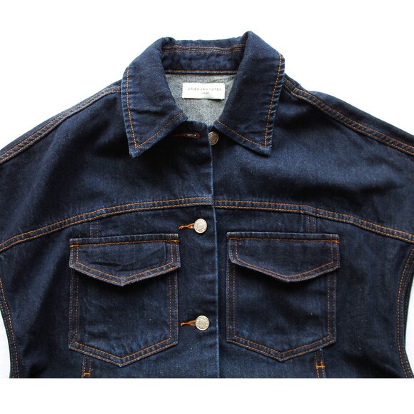 DRIES VAN NOTEN Vassie Short Jacket / Size 36 / Indigo Blue Jean Oversized - Picture 7 of 9